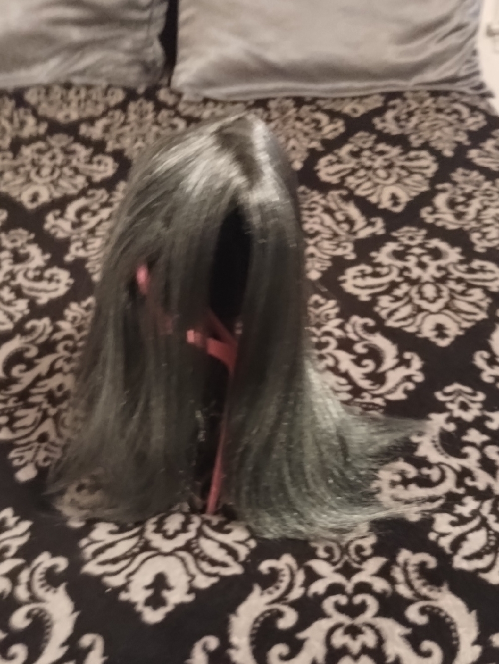 Natural Straight Dark Gray Women’s Synthetic Wig — Classic Style